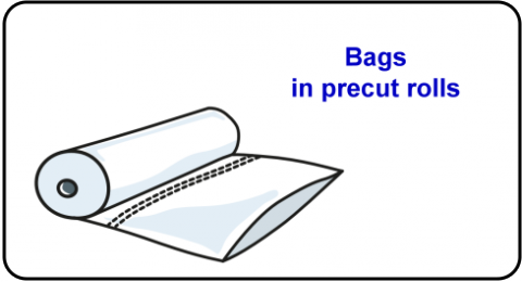 Bags in precut rolls