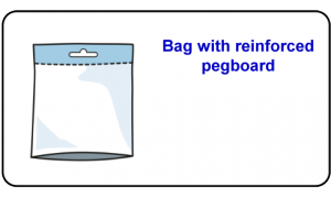 Bag with reinforced pegboard